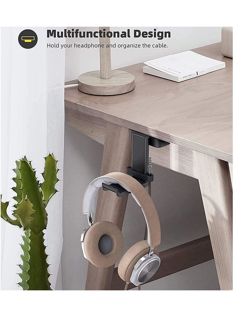 KASTWAVE Headphone Stand, Swivels Headset Hanger - Adjustable Desktop Earphone Holder Hook Mount for Gaming Headset, Kids Headphones, Wired Headphones, for Sony, Sennheiser, Beats, Xbox, etc - Black - Image 5
