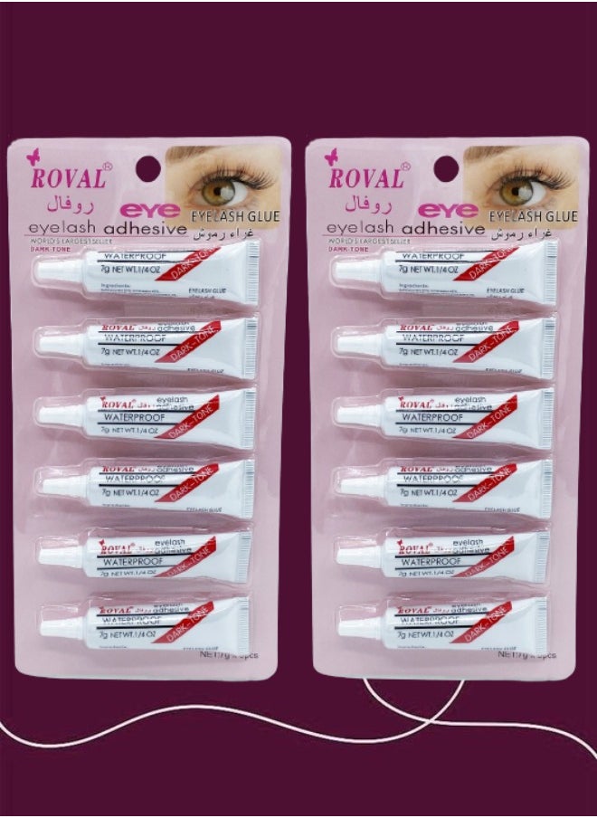 ROVAL - 12 Pieces Eyelash Glue Adhesive Dark Tone 7g - Image 1