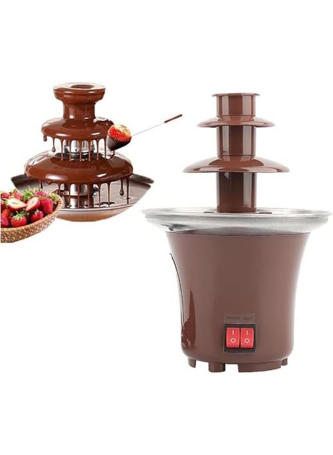 Brown Mini Chocolate Fountain Machine 3 Layer 1 Button Heating Easy Operate For Wedding Party - Image 2