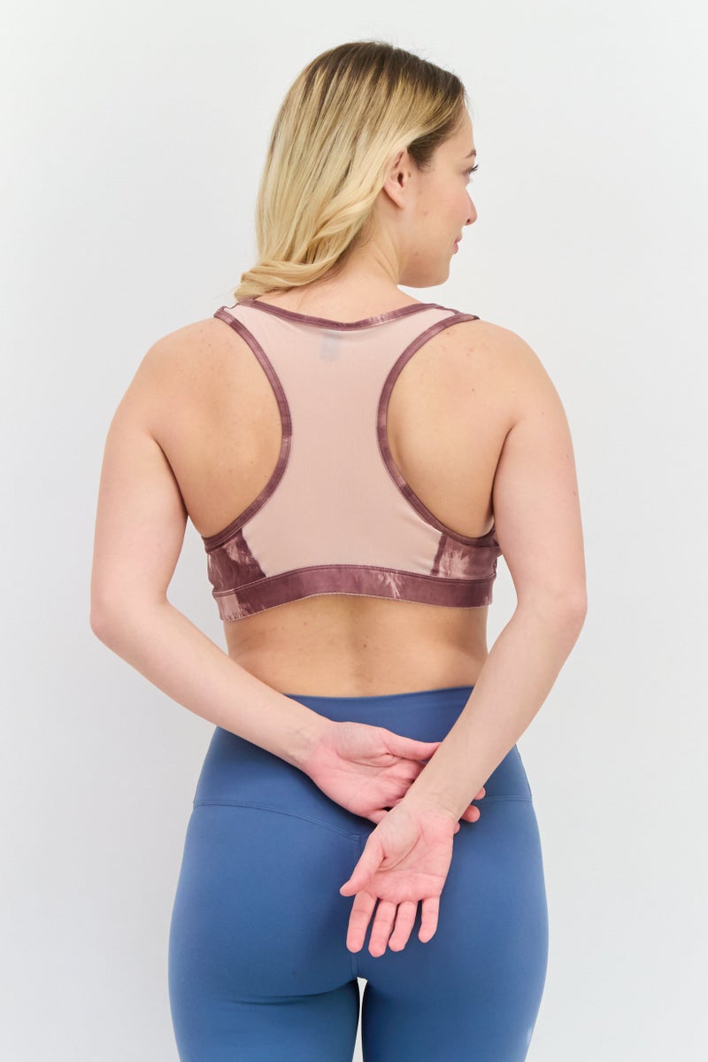 PUMA Women Brand Logo Padded Sports Bra, Dusty Plum Combo - Image 3