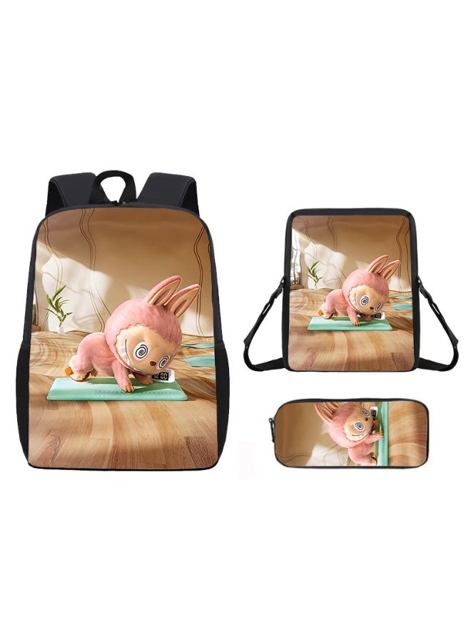 LABUBU Lightweight Primary School Bag Labubu Cute Printed Cartoon Anime Children's Backpack 42*29*16CM+Lunch Bag 26*18*6CM+Pen Bag 11*22*2.5CM - Image 1