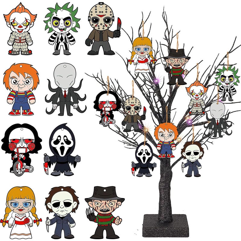 FUTERLY 10pcs Horror Ornaments - Horror Movie Merchandise  Horror Movies Tree Ornaments  Hanging Horror Movie Ornaments for Trees  Mini Horror Movie Characters Horror Decorations  Horror Movie Decor Indoor - Image 1