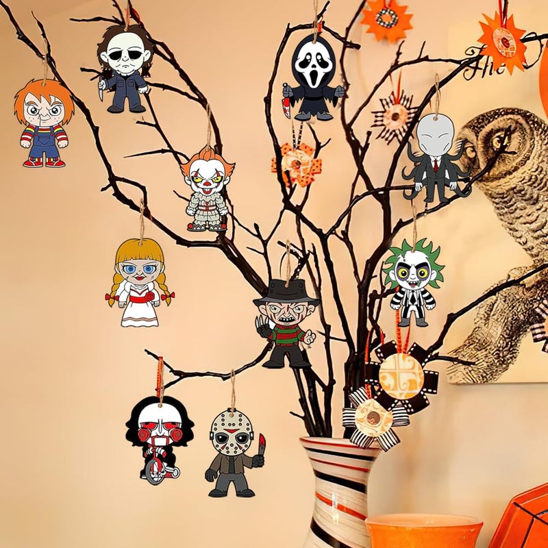 FUTERLY 10pcs Horror Ornaments - Horror Movie Merchandise  Horror Movies Tree Ornaments  Hanging Horror Movie Ornaments for Trees  Mini Horror Movie Characters Horror Decorations  Horror Movie Decor Indoor - Image 4