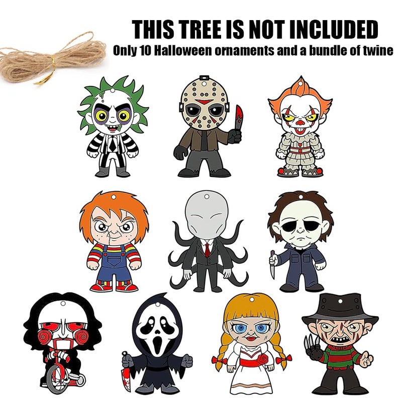 FUTERLY 10pcs Horror Ornaments - Horror Movie Merchandise  Horror Movies Tree Ornaments  Hanging Horror Movie Ornaments for Trees  Mini Horror Movie Characters Horror Decorations  Horror Movie Decor Indoor - Image 2