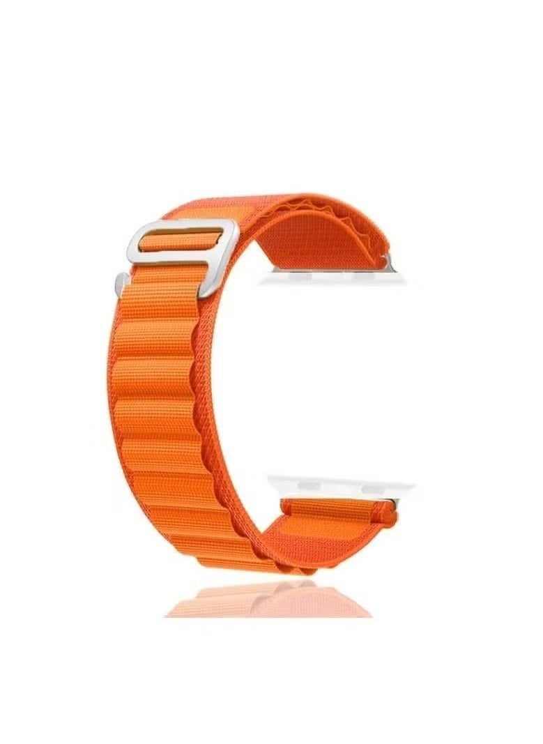 vesus - Alpine Loop Compatible with Apple Watch Band 49MM Textile Nylon Rugged Alpine Loop with Metal G‑Hook Compatible for apple Watch SE/ series 8/7/6/5/4/3/2/1 Orange - Image 1