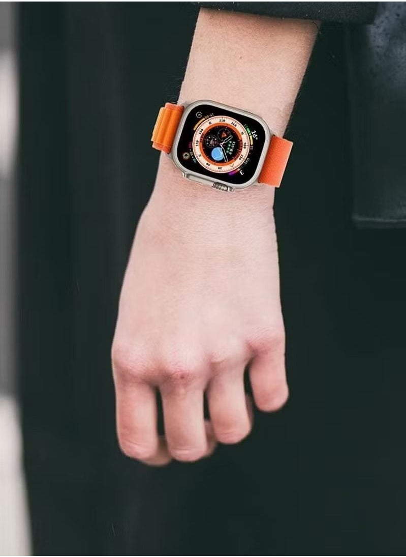 vesus - Alpine Loop Compatible with Apple Watch Band 49MM Textile Nylon Rugged Alpine Loop with Metal G‑Hook Compatible for apple Watch SE/ series 8/7/6/5/4/3/2/1 Orange - Image 1