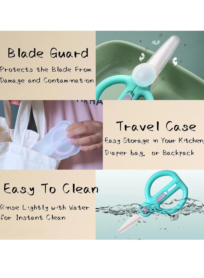 ONLYMAY Baby Food Scissors with Travel Case, Ceramic Food Scissors Kids, Toddler Scissors with Safety Lock, Ideal for Pizza, Meats, Noodles, Vegetables, and Fruits - Image 5