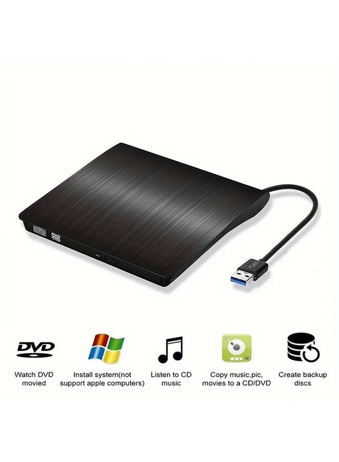 Portable External DVD Drive USB 3 0 Type C For Laptop PC Mac Black - Image 2