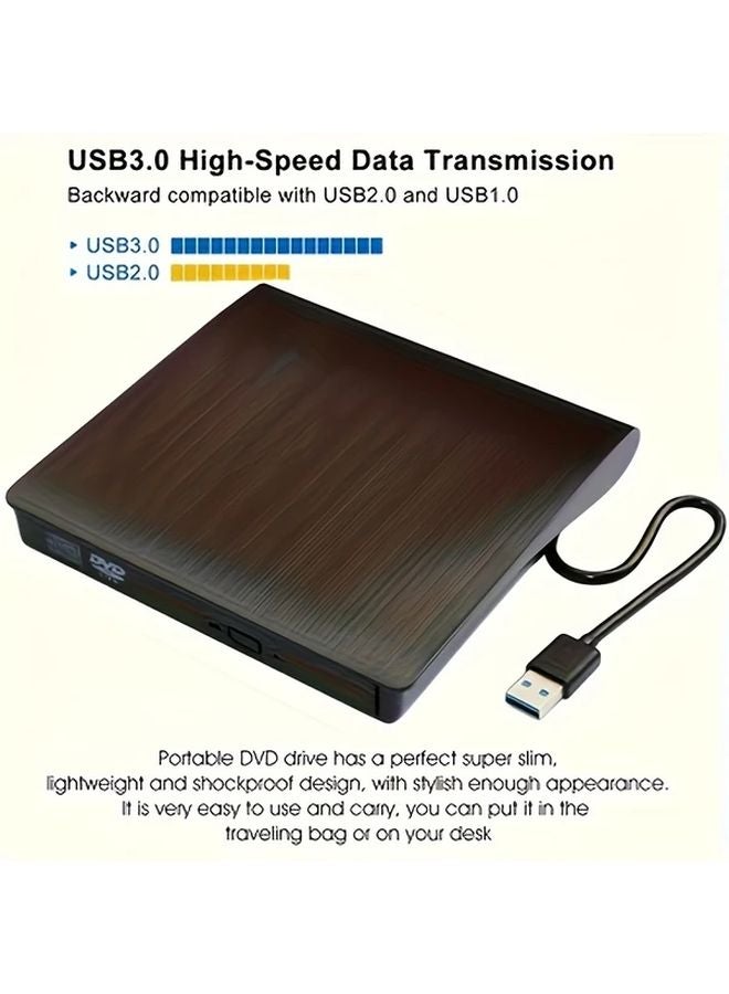 Portable External DVD Drive USB 3 0 Type C For Laptop PC Mac Black - Image 3