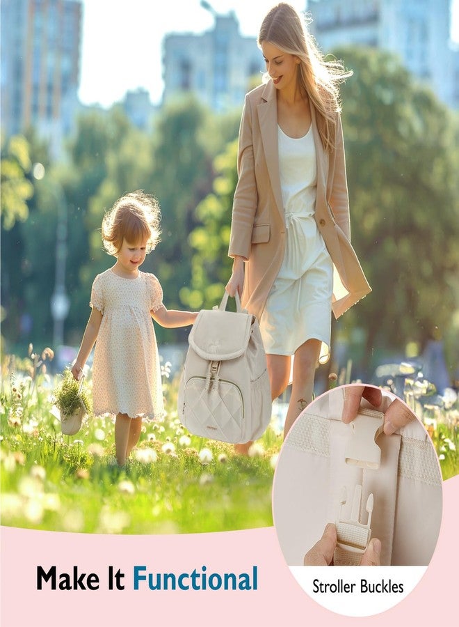 mommore Diaper Bag Backpack, Small Diaper Backpack for Travel, Drawstring Puffer Diaper Bag, Lightweight Quilted Baby Bag with Stroller Straps, Changing Pad - Image 2