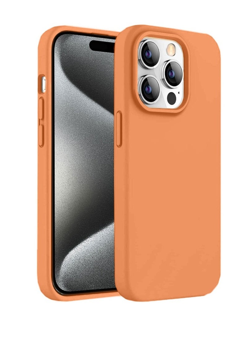 Techie غطاء خلفي ناعم سلس من السيليكون مزود بمغناطيس مدمج، مع بطانة داخلية من الألياف الدقيقة لهاتف أبل آيفون 15 برو - برتقالي - Image 1