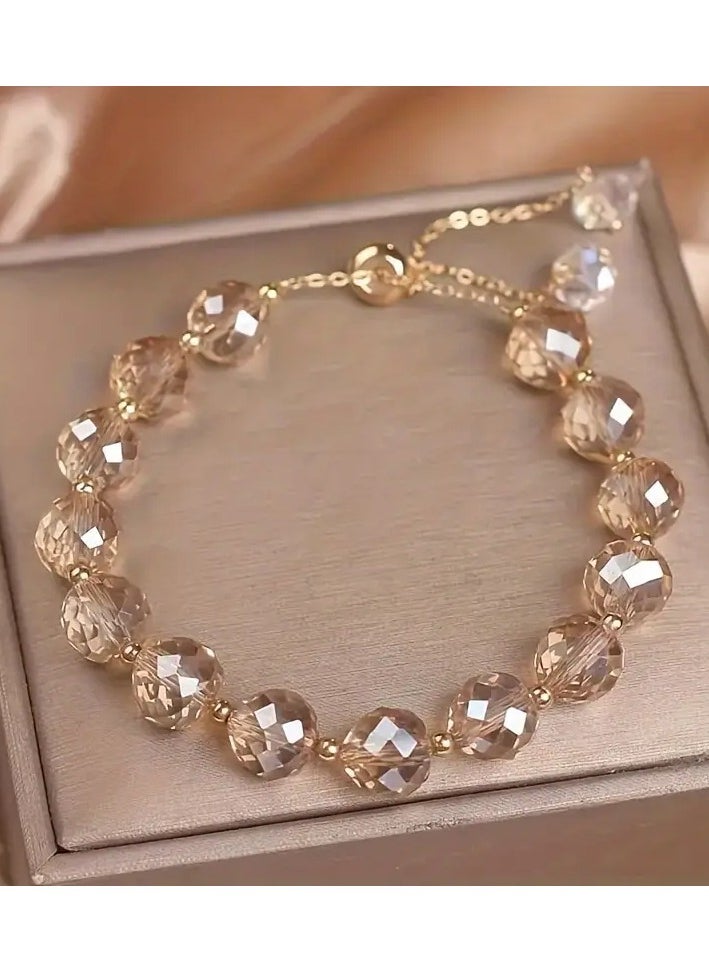 Home Clearance Sale - Elegant Faux Crystal Bead Bracelet, Versatile And Easy to Wear, Suitable for Any Outfit. Suitable for Ages 15 And Up. Made with Artificial Crystal And No Metal Plating. - Image 1