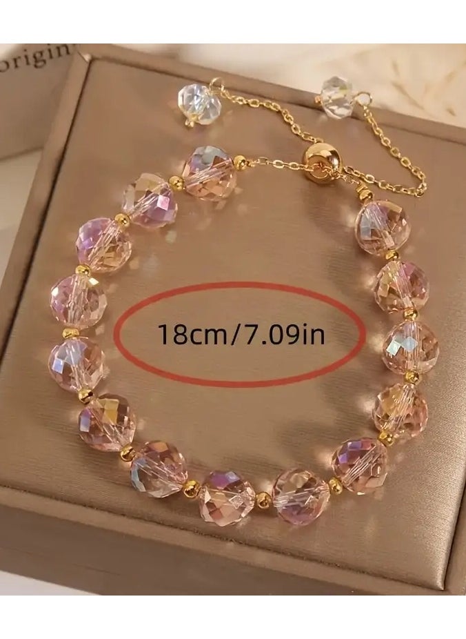 Home Clearance Sale - Elegant Faux Crystal Bead Bracelet, Versatile And Easy to Wear, Suitable for Any Outfit. Suitable for Ages 15 And Up. Made with Artificial Crystal And No Metal Plating. - Image 1