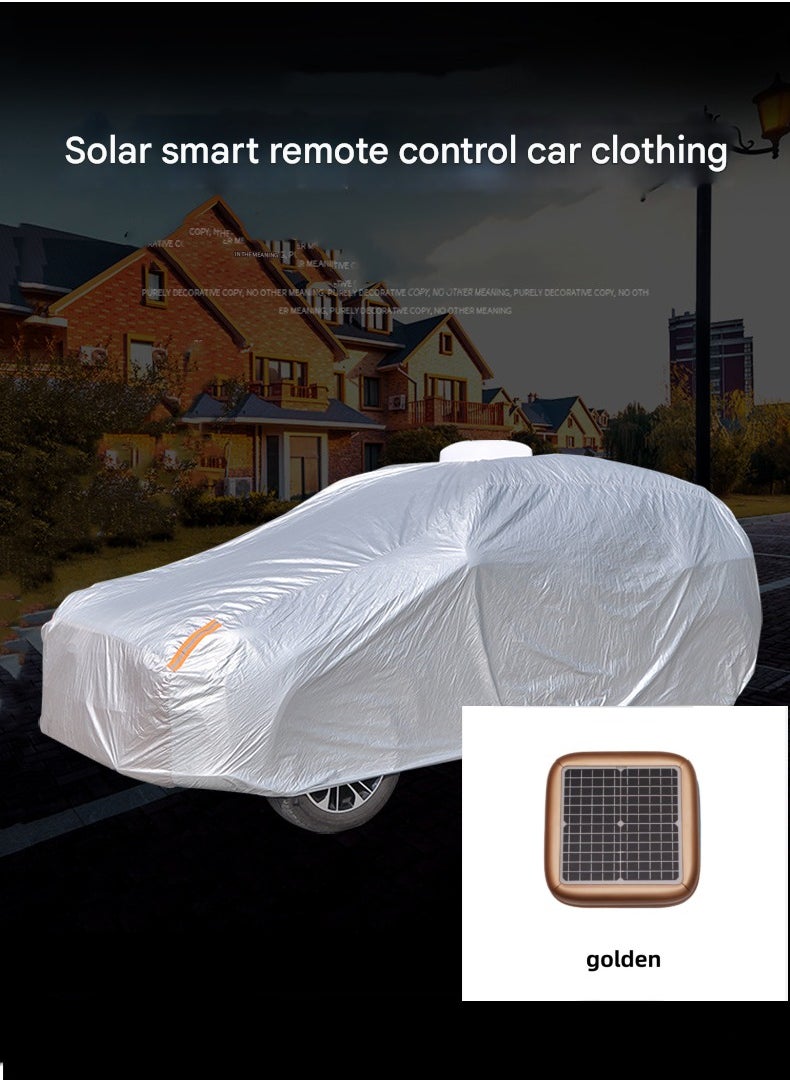 Generic Solar Auto Retractable Car Cover - Universal Smart Remote Sunshade Car Cover with Alarm, Solar Charging and Voice Controls--gold (color)  - Image 1