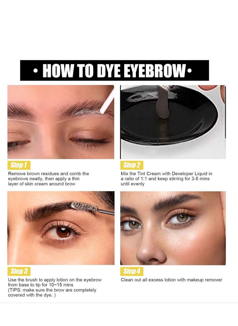 EELHOE Eyebrow and Eyelash Tinting Kit Long-Lasting Color Smudge-Proof and Water-Resistant Easy-to-Apply, 2 in 1 Eyelash and Eyebrow Dyeing Set Anti-Sweat and No Smudge Safe and Gentle (light brown) - Image 3