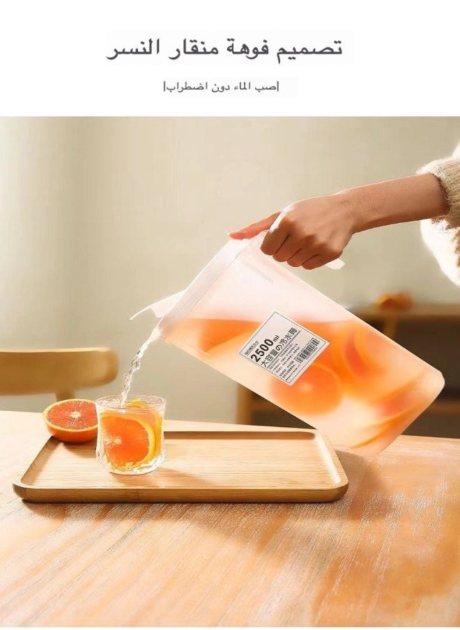 Generic - Large Plastic Jug with Lid Juice Container with Durable Spill-Proof Heat Resistant Cold Water Bottle Suitable for Iced Tea, Juice, Beverage, Coffee and Lemon (2500ml) - Image 1