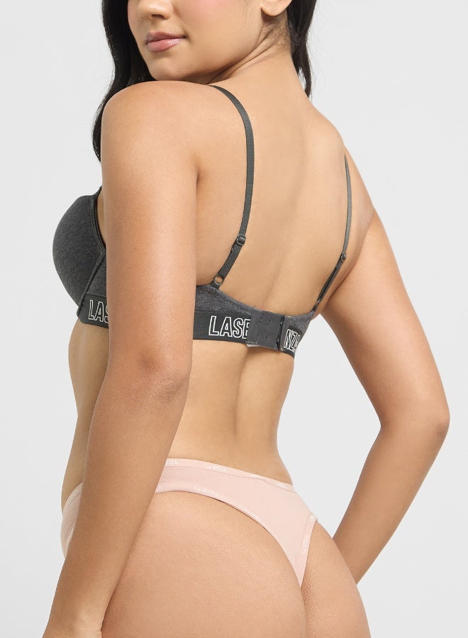 La Senza V-Waist Rib Cream Thong With Bow