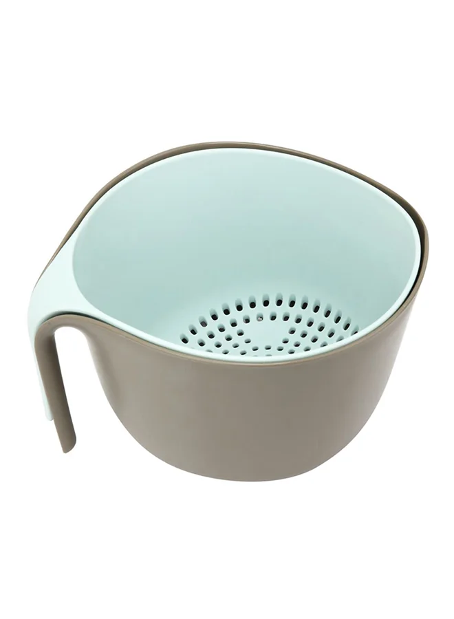 PARFAIT Durable High Quality Mixing Bowl with Colander Set Taupe and Blue 16.5 x 23.3 x 28.6 cm HB6220KT