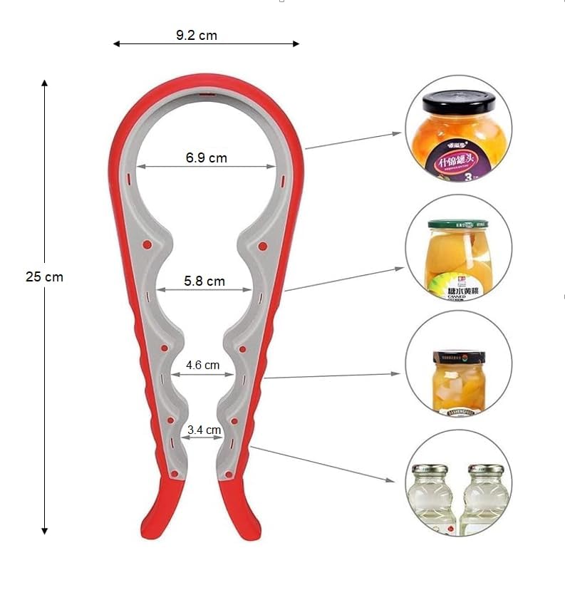 RASOIWARE Jar Opener, 4 in 1 Multi Function Can Opener Bottle Opener Kit with Silicone Handle Easy to Use for Children, Elderly and Arthritis Sufferers (Random Color) - Image 2