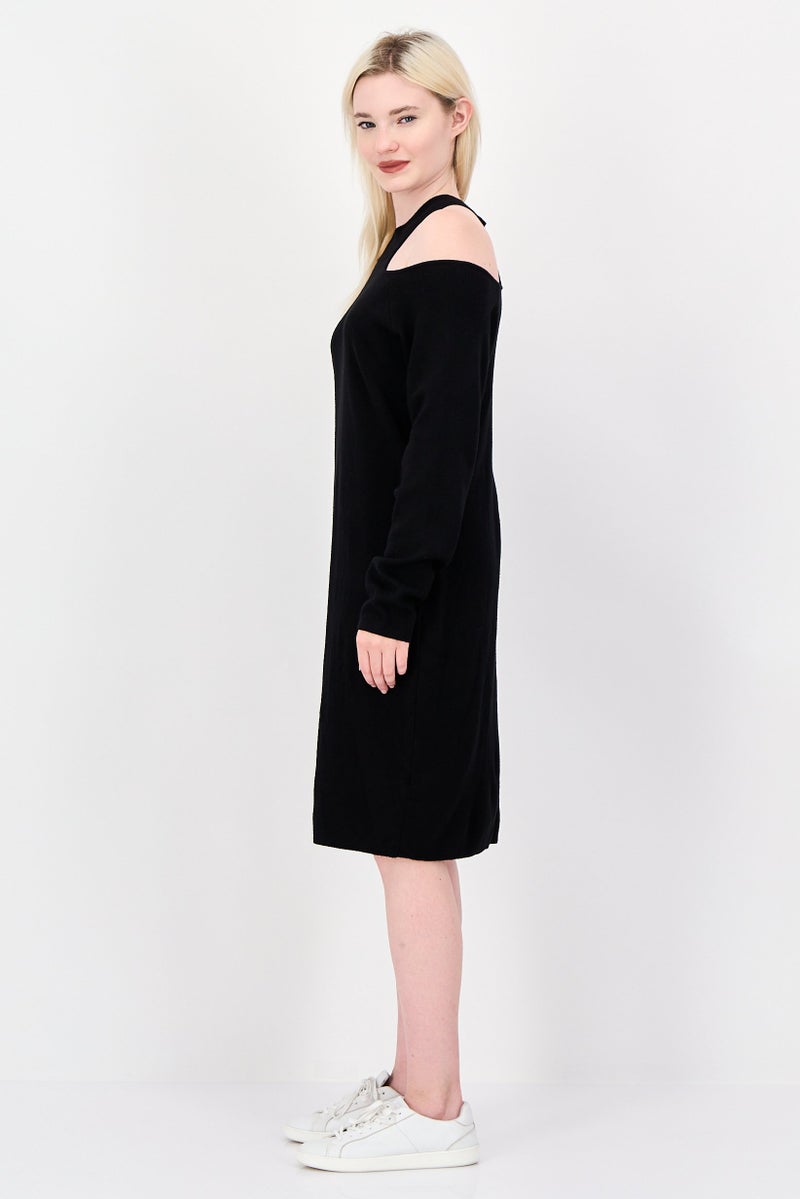 city chic Women Ribbed Sweater Dress, Black - Image 4