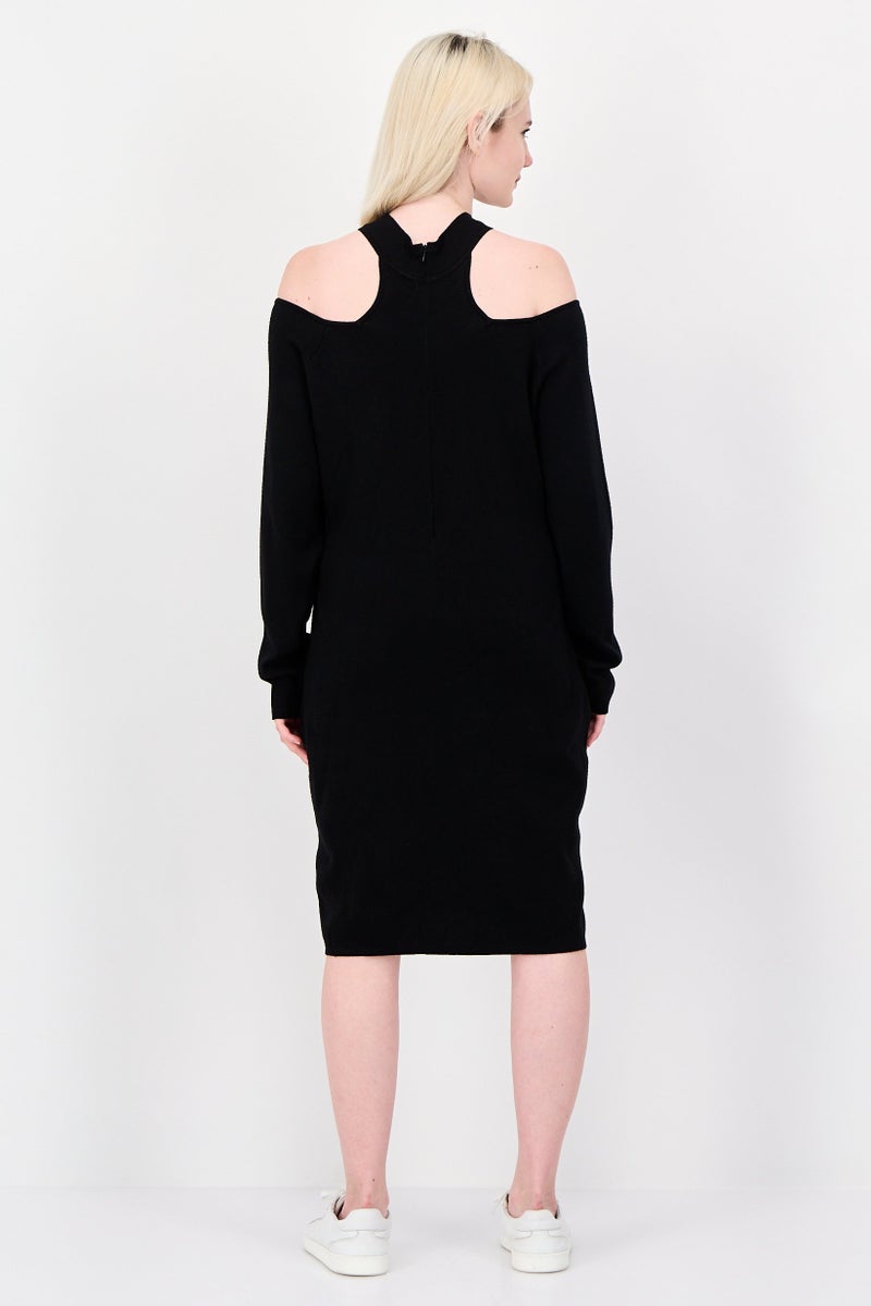 city chic Women Ribbed Sweater Dress, Black - Image 4