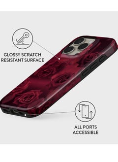 BURGA Luxury Styled Rose iPhone 16  Pro Case Compatible with Double Layer Silicone Protective Case Femme Fatale  - Image 3