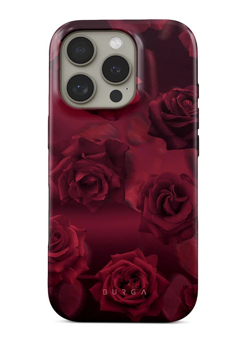 BURGA Luxury Styled Rose iPhone 16  Pro Case Compatible with Double Layer Silicone Protective Case Femme Fatale - Image 1