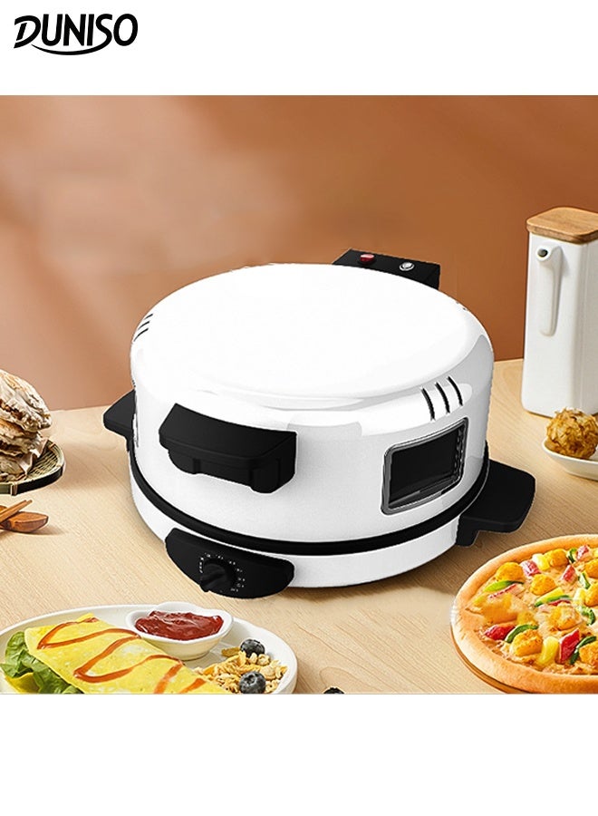 Arabic Bread Maker Multifunctional Electric Pizza Oven 2000w Double-Sided Nonstick Indoor Baking Plate with Anti-scalding Handle Adjustable Temperature Control HouseholdThick Die Cast Baking Plate for Pizza Steak Arabic Bread 30CM