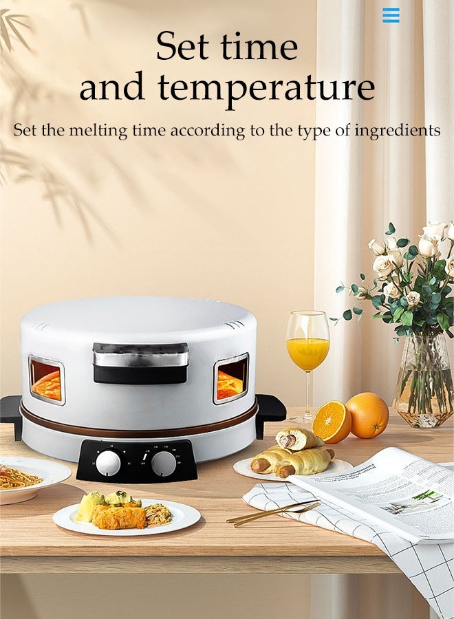 DUNISO Arabic Bread Maker Multifunctional Electric Pizza Oven 2000w Double-Sided Nonstick Indoor Baking Plate with Anti-scalding Handle Adjustable Temperature Control HouseholdThick Die Cast Baking Plate for Pizza Steak Arabic Bread 30CM - Image 2