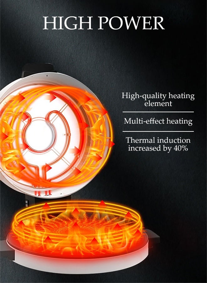 DUNISO Arabic Bread Maker Multifunctional Electric Pizza Oven 2000w Double-Sided Nonstick Indoor Baking Plate with Anti-scalding Handle Adjustable Temperature Control HouseholdThick Die Cast Baking Plate for Pizza Steak Arabic Bread 30CM - Image 3