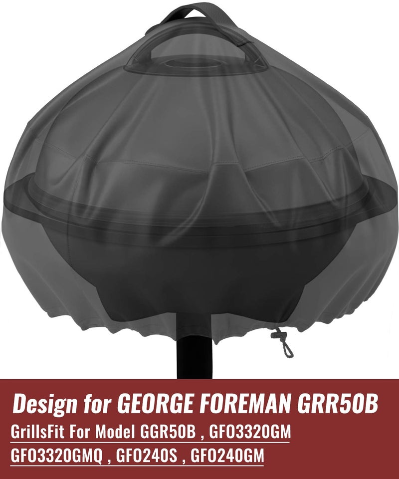NUPICK Grill Cover for George Foreman 15-Serving GGR50B, GFO3320, GFO240 Electric Grill, Easy Take Off Handle Design, All Weather Resistant Small Round Grill Cover - Image 2
