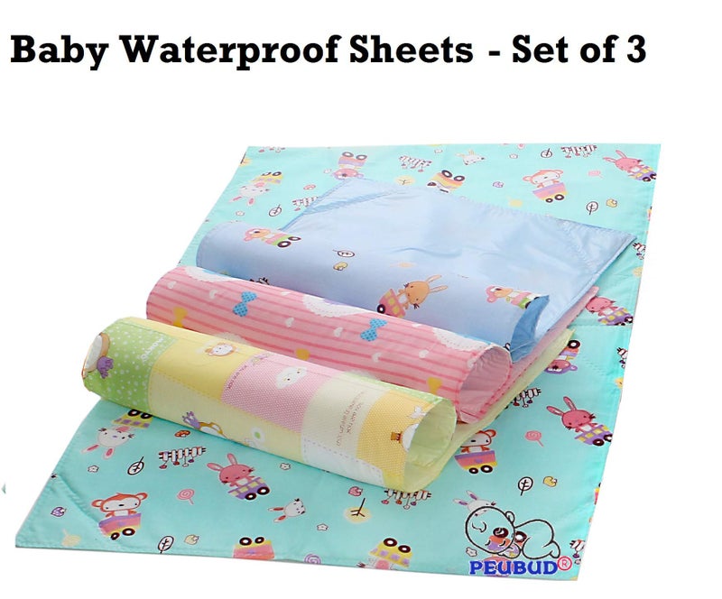 PEUBUD ® Water Proof Bed Protector for Baby Dry Sheet Small (60 cm*50 cm) (Pack of 3) - Image 2