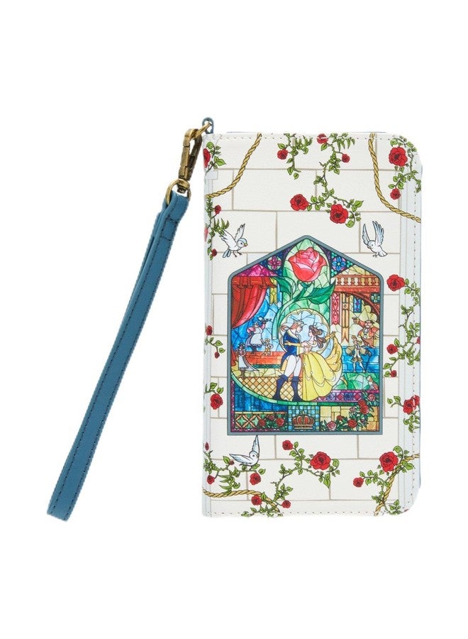 محفظة تقنية من Loungefly بتصميم زجاج ملون مستوحى من فيلم ديزني "الجميلة والوحش" - لون أزرق داكن