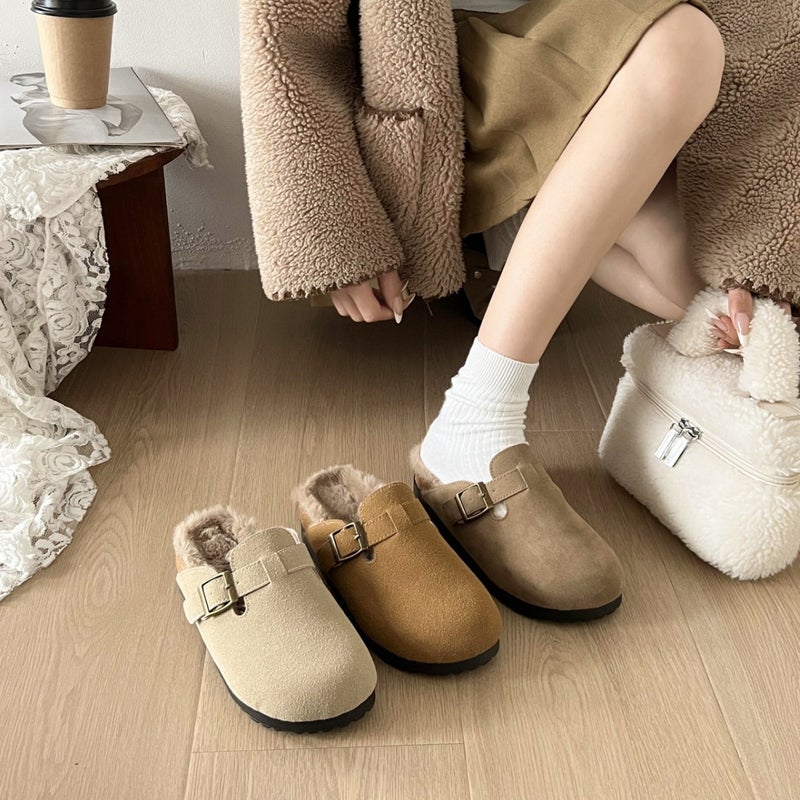 French Vintage Birkenthal Shoes Children Suede Fleece-Lined Plus Size Toe Slippers Thick Sole Mao Mao Shoes Birkenthal - Image 5
