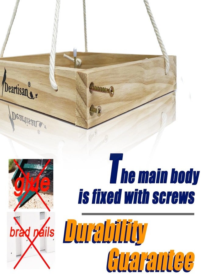 Deartisan Platform Squirrel & Bird Feeders, Quality Cedar Made Wood Tray Garden Hanging Animal for Yard Outside Decoration Attrcting for Wild Birds (Finnish Pine) - Image 3
