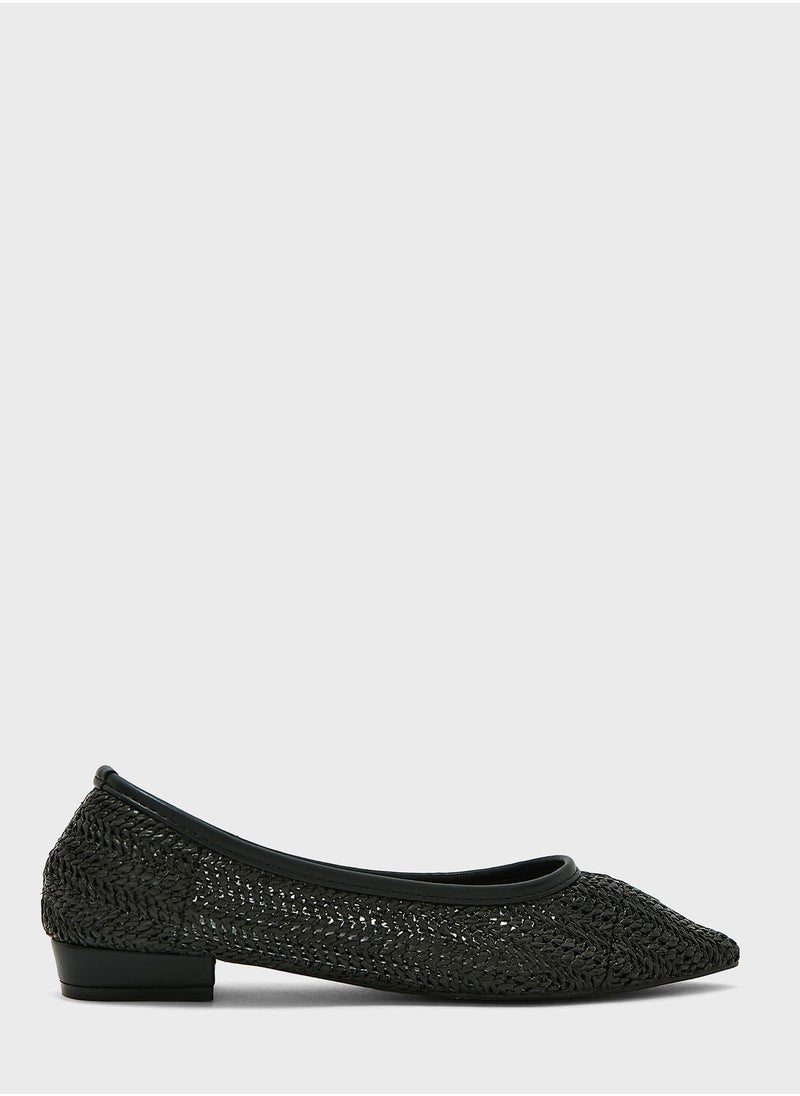 ELLA - Raffia Pointed Ballerina - Image 1
