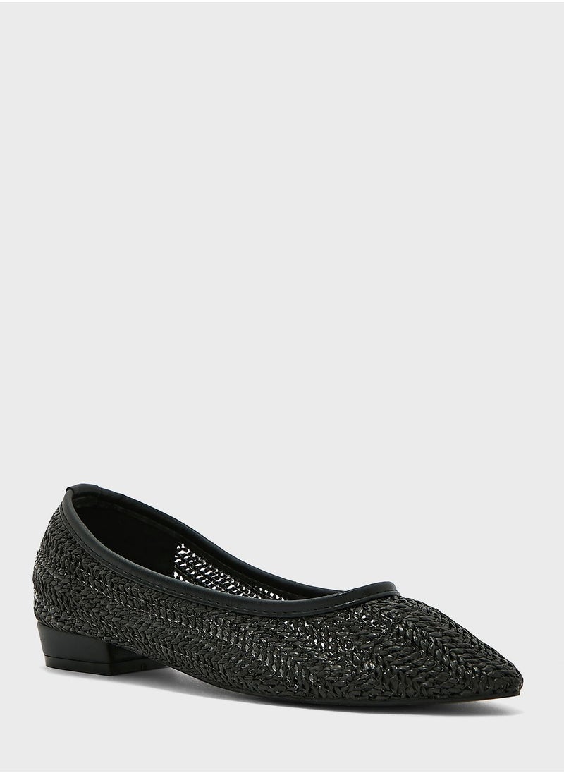 ELLA - Raffia Pointed Ballerina - Image 1
