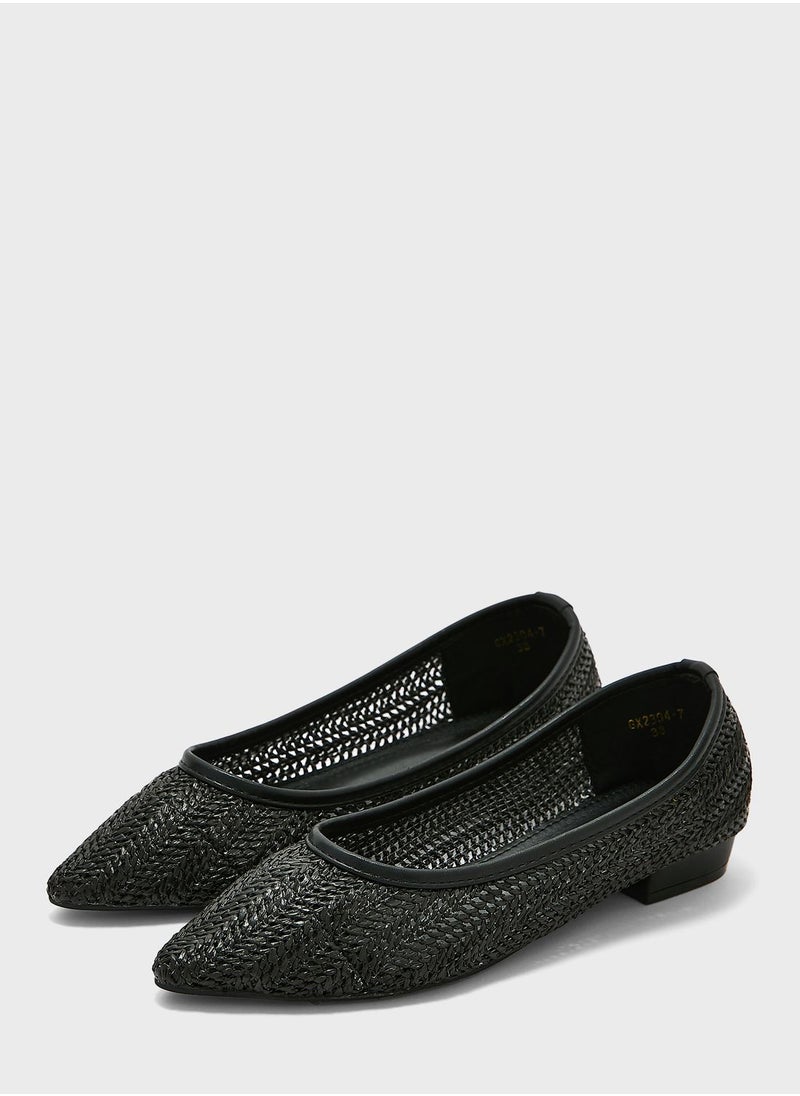 ELLA - Raffia Pointed Ballerina - Image 1