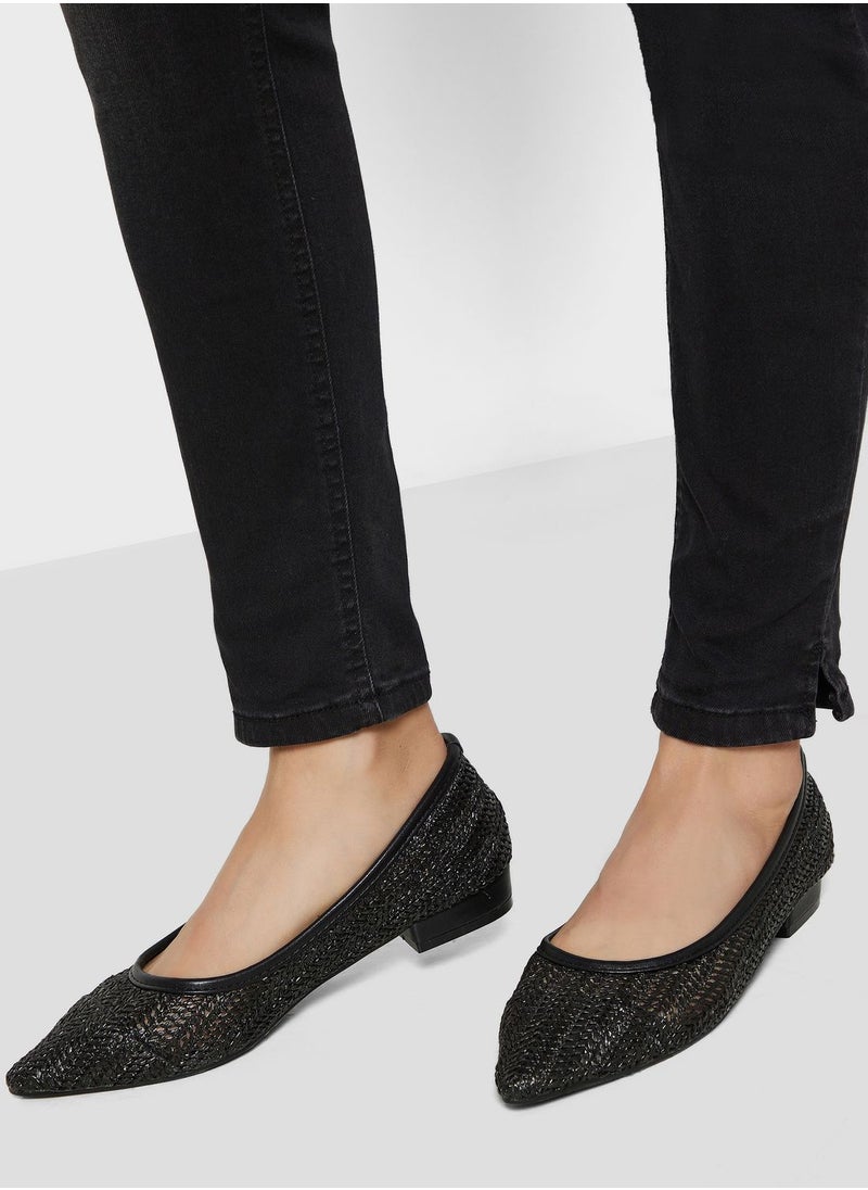 ELLA - Raffia Pointed Ballerina - Image 1