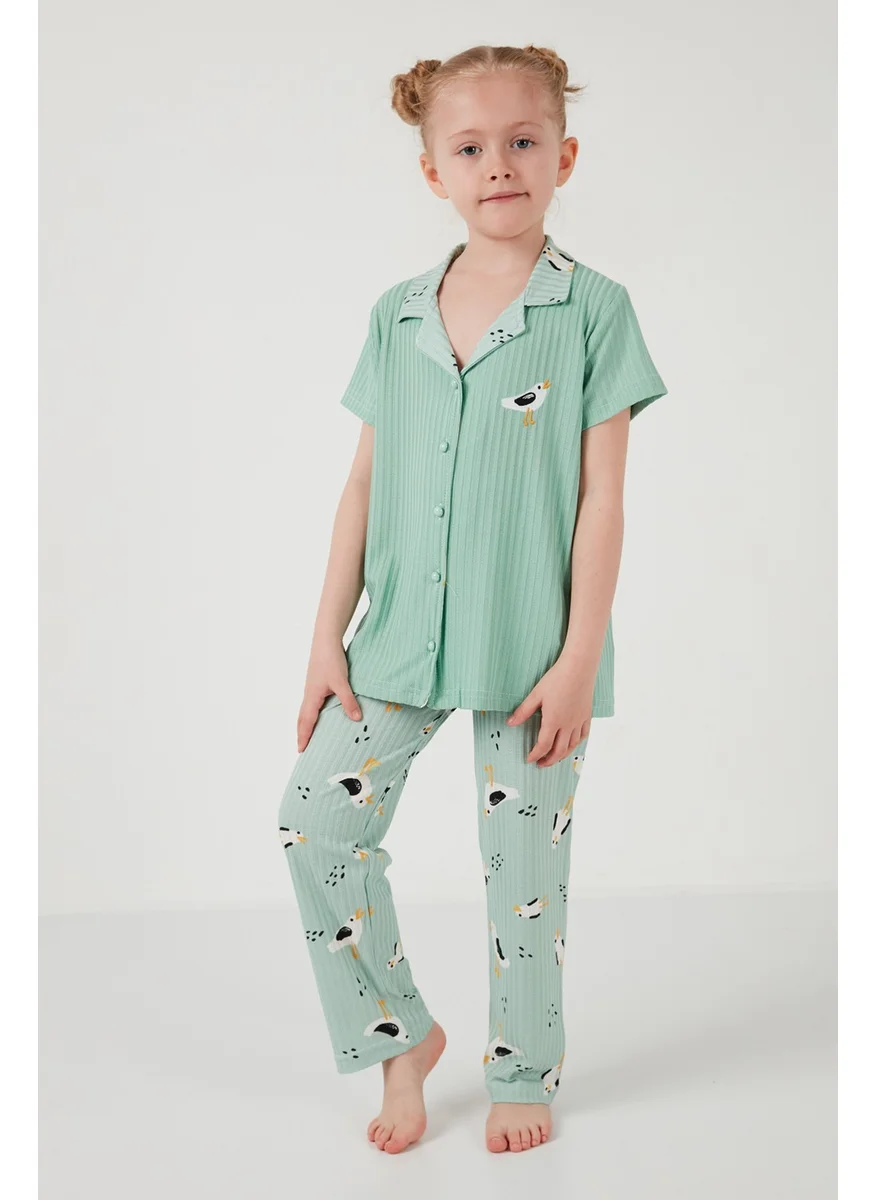 Lela Printed Elastic Waist Shirt Collar Short Sleeve Pajama Set Girls' Set 6576001