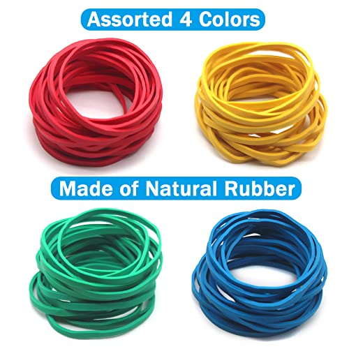 Anvin Rubber Band Ball 180 Around Rubber Bands 150g Elastics Colorful Bands Wrapping Bands Durable Bands for Stationery Document Organizing Stocking Fillers(Assorted Colors in Blue Green Red Yellow) - Image 3