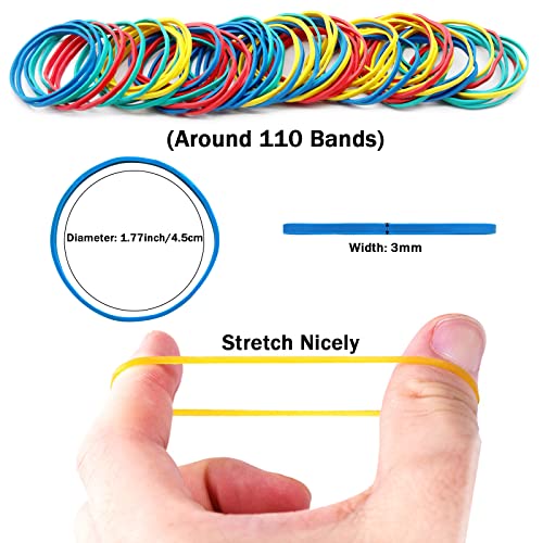 Anvin Rubber Band Ball 180 Around Rubber Bands 150g Elastics Colorful Bands Wrapping Bands Durable Bands for Stationery Document Organizing Stocking Fillers(Assorted Colors in Blue Green Red Yellow) - Image 2