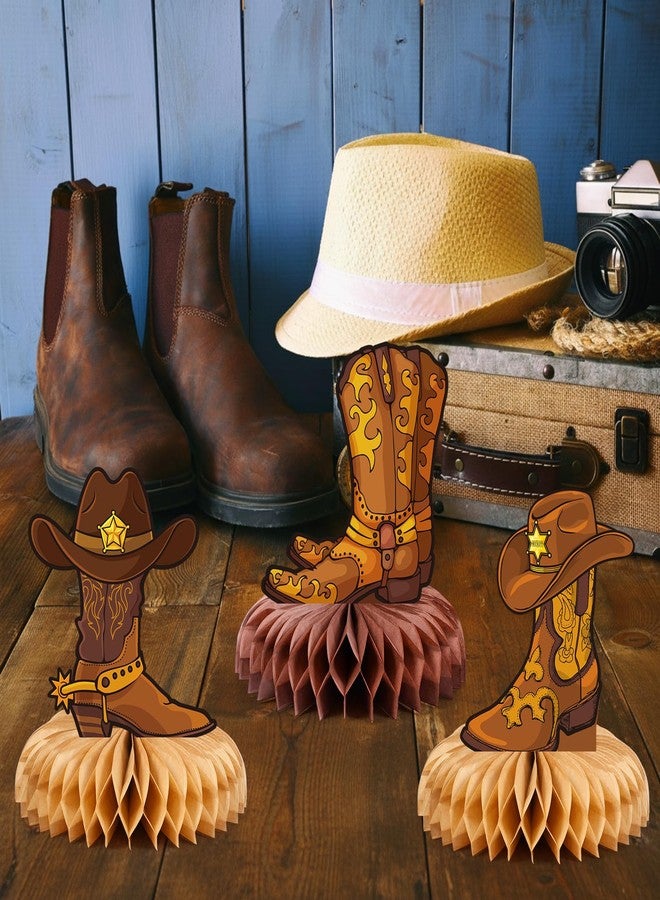 Containlol 9 Pcs Western Cowboy Honeycomb Centerpieces Western Party Decorations 3D Paper Cowboy Boot Table Centerpieces Toppers for Wild West Rodeo Themed Birthday Party Supplies Decor - Image 5