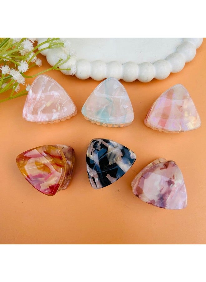 Radhya Accessories إكسسوارات راديا قطعة واحدة بوفيني أكريليك مطبوع بالرخام لمشابك شعر النساء والفتيات الكورية، إكسسوارات شعر أنيقة، مشابك شعر عصرية لحفلات الزفاف (مثلث) - Image 1