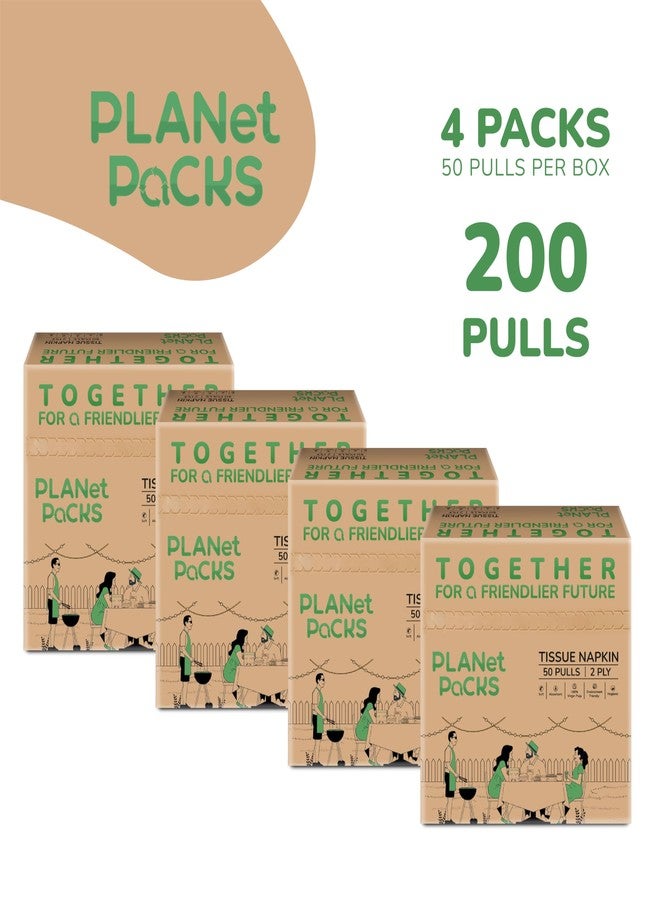 PLANet PaCKS مناديل بلانيت باكس | طبقتان | 50 منديل/علبة | عبوة من 4 (200 منديل) | 30 سم × 30 سم | ناعمة، صحية، ماصة، وطبيعية 100% | مثالية للاستخدام اليومي، وتناول الطعام، والتجمعات - Image 2