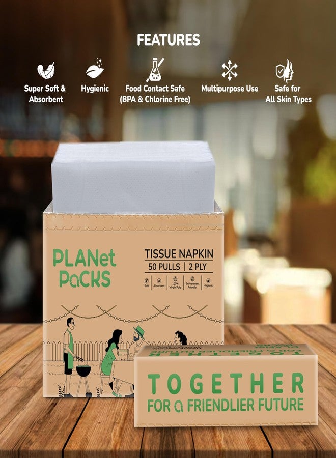 PLANet PaCKS مناديل بلانيت باكس | طبقتان | 50 منديل/علبة | عبوة من 4 (200 منديل) | 30 سم × 30 سم | ناعمة، صحية، ماصة، وطبيعية 100% | مثالية للاستخدام اليومي، وتناول الطعام، والتجمعات - Image 3