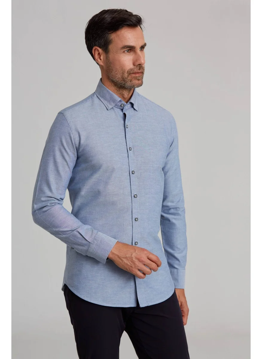 Bisse Sports Shirt Modern Fit U. Sleeve Hidden Button Collar Sports Oxford Navy Blue GMARS0122300206_D39