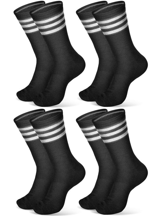 Breathffy 4 Pairs Glow in Dark Socks Cycling High Reflective Running Socks Night Safety Hosiery Compression Athletic(Black) - Image 1