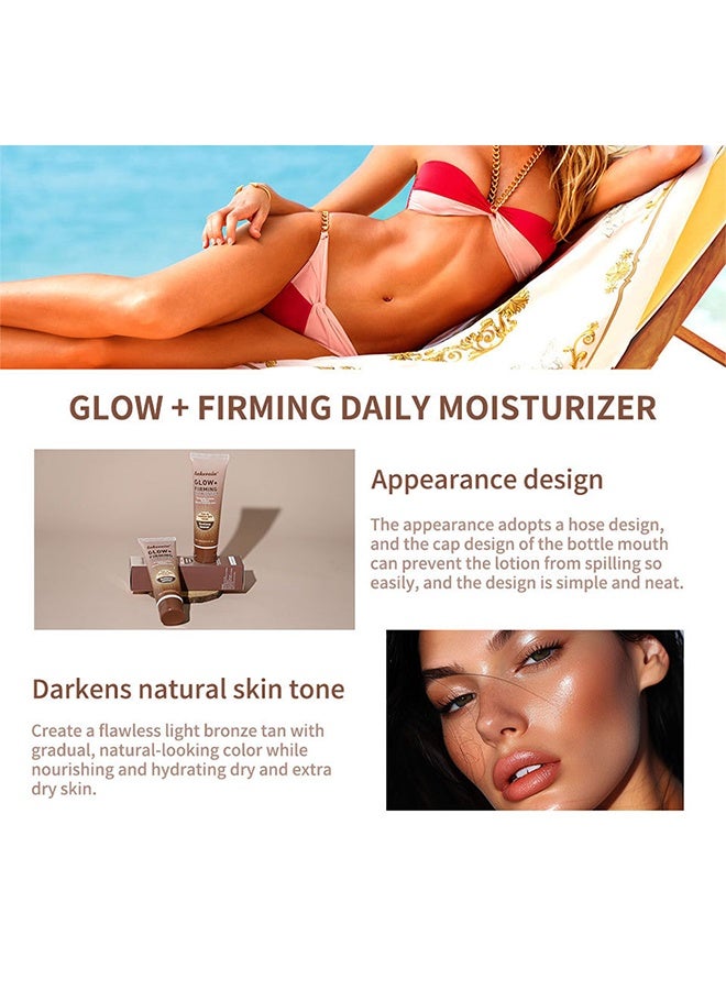 lakerain Sunless Tanner - 100ml Glow Firming Daily Moisturizer Natural Light Bronze Sunless Tanner Moisturizing Hydrating Nourishing Glow Tanner Fair to Medium Skin Tones Tanning Cream Moisturizer - Image 5