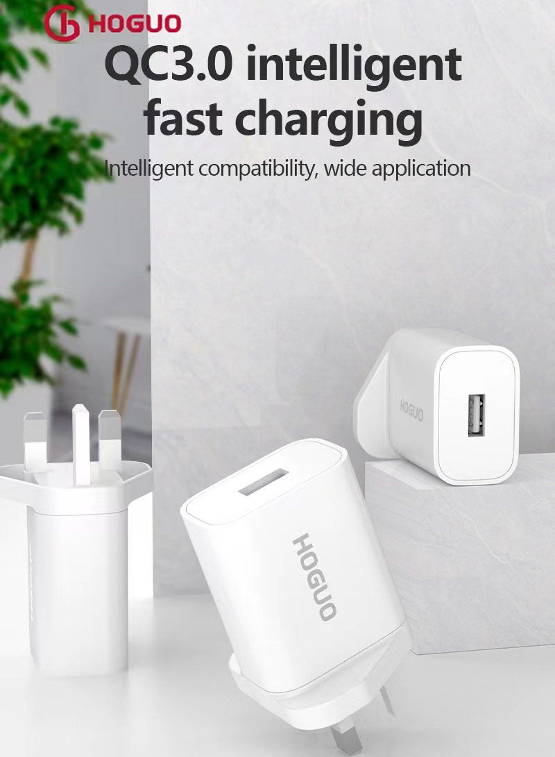 HOGUO شاحن طاقة 18 وات منفذ USB مخرج QC 3.0 أبيض - Image 2
